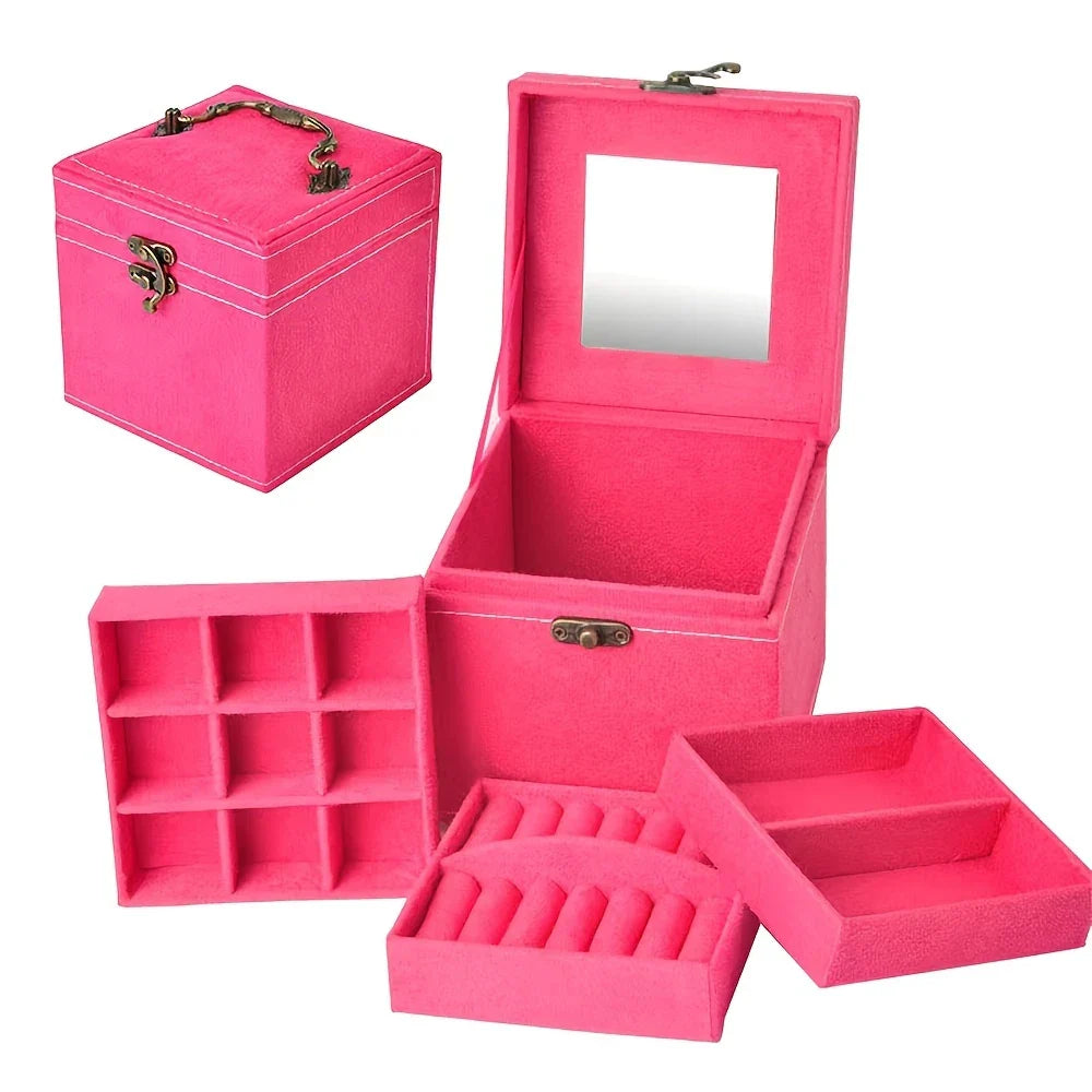 THREE LAYER SUEDE JEWELRY BOX