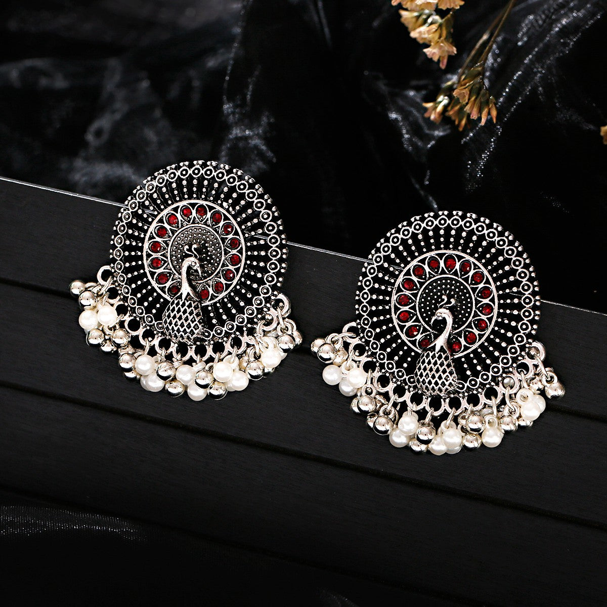 PEACOCK ROUND EARRINGS