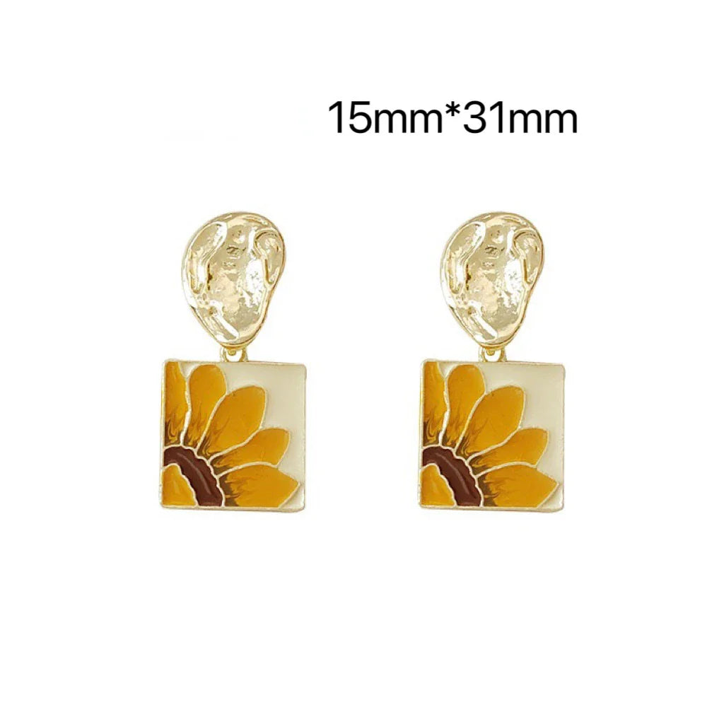 CLIP ON SUNFLOWER EPOXY EARRINGS