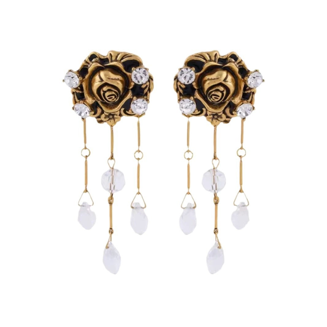 CRYSTAL FLOWER STUD EARRINGS