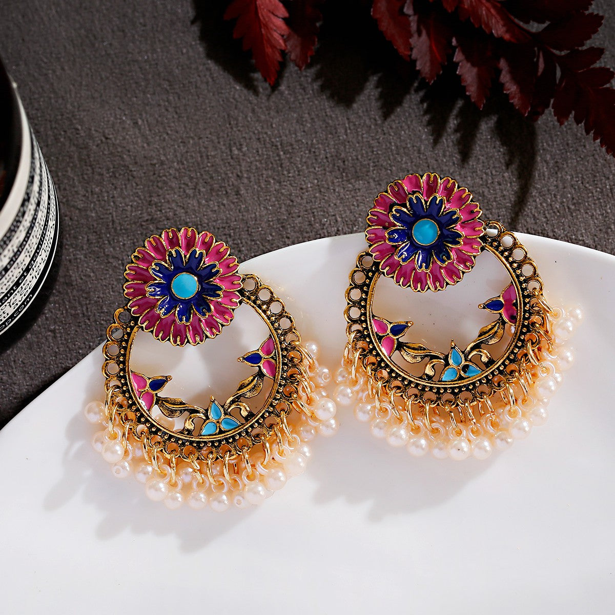 INDAIN ROUND FLOWER EARRINGS