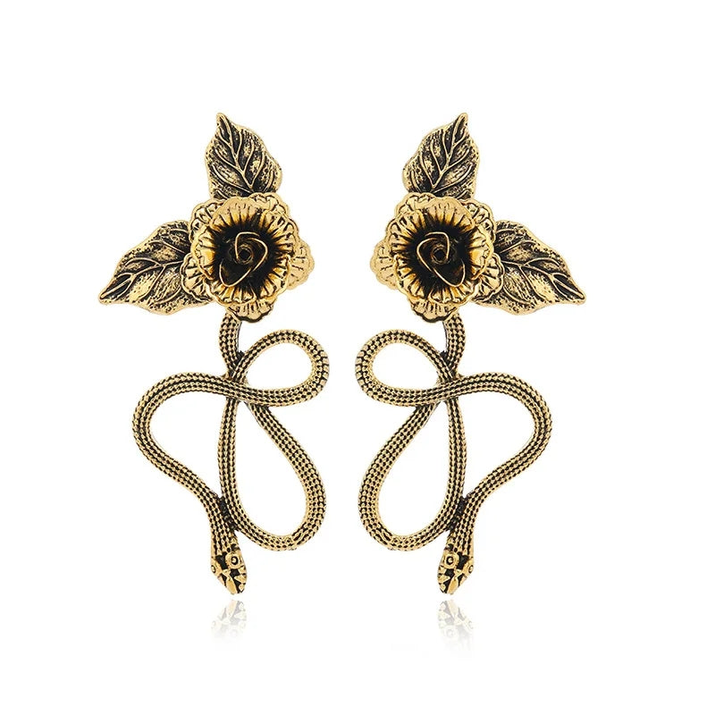 ROSE AND SNAKE EARRINGS