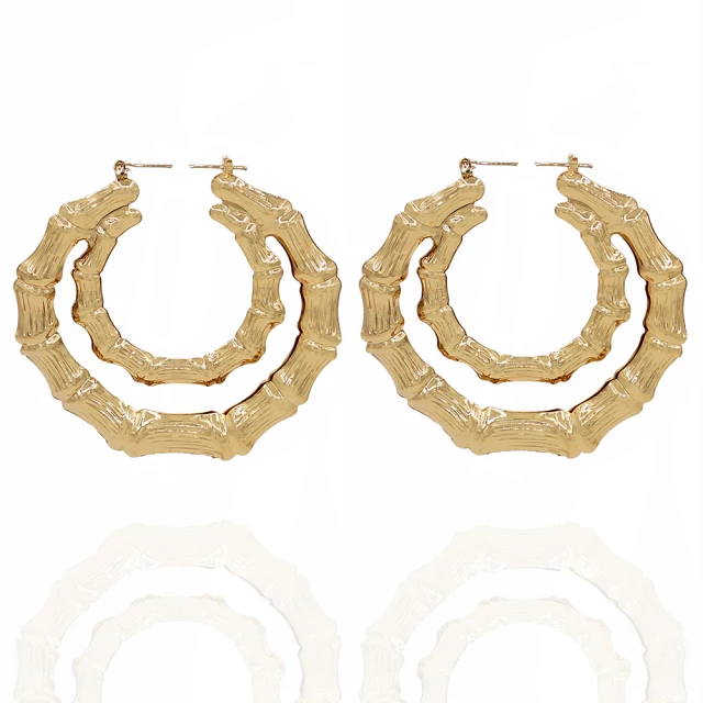 BAMBOO DOUBLE CIRCLE EARRINGS