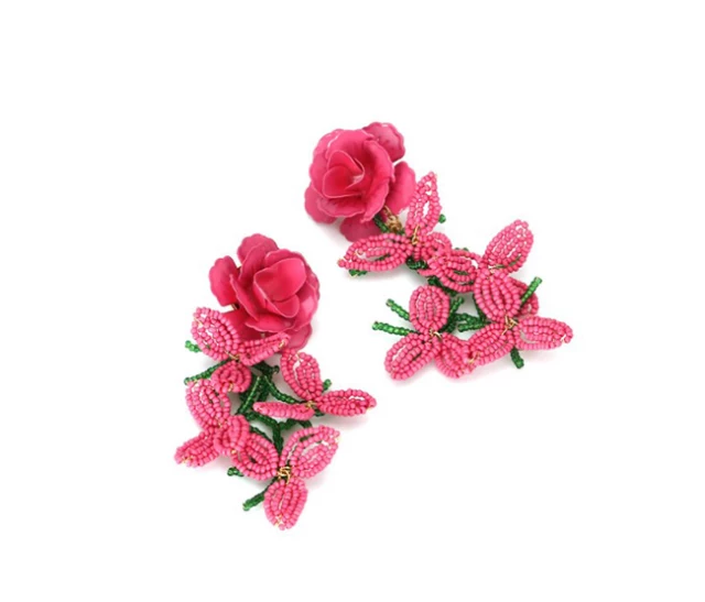 HANDMADE ETHNIC ROSE EARRINGS