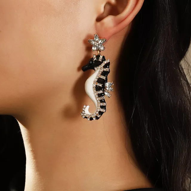 CRYSTAL SEA HORSE EARRINGS