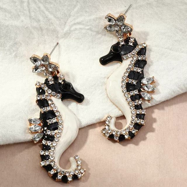 CRYSTAL SEA HORSE EARRINGS