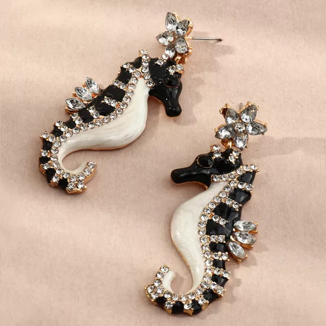 CRYSTAL SEA HORSE EARRINGS