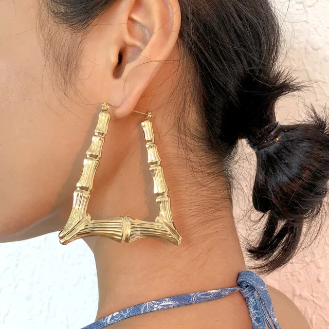 BAMBOO TRIANGULAR EARRINGS