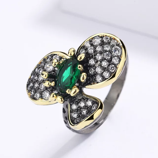 EXQUISITE EMERALD FLOWER SET