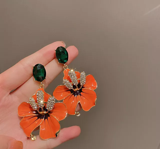 ORANGE FLOWER EARRINGS