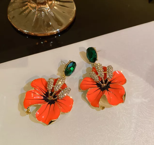 ORANGE FLOWER EARRINGS