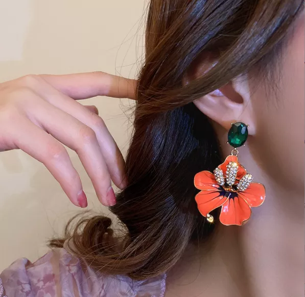 ORANGE FLOWER EARRINGS