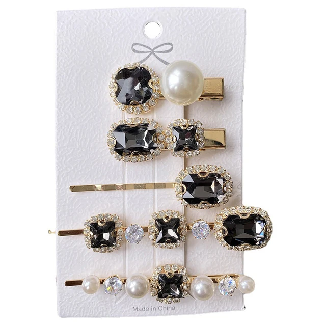 GLASS RHINESTONE HAIR CLIPS