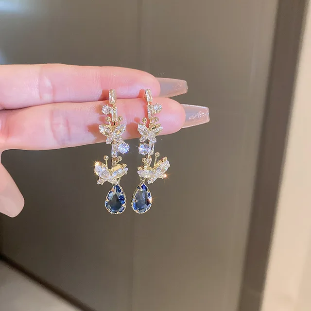 AQUAMARINE ZIRCON EARRINGS