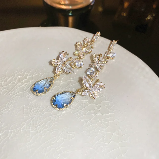 AQUAMARINE ZIRCON EARRINGS