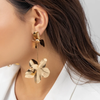 GOLD FLOWER HANGING EARRINGS