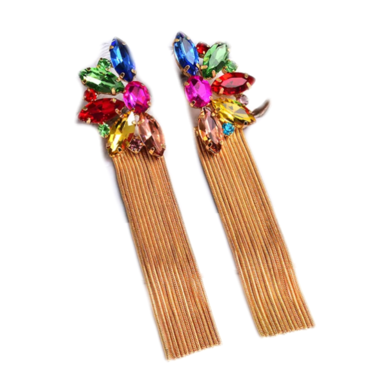 18K RAINBOW DANGLING EARRINGS