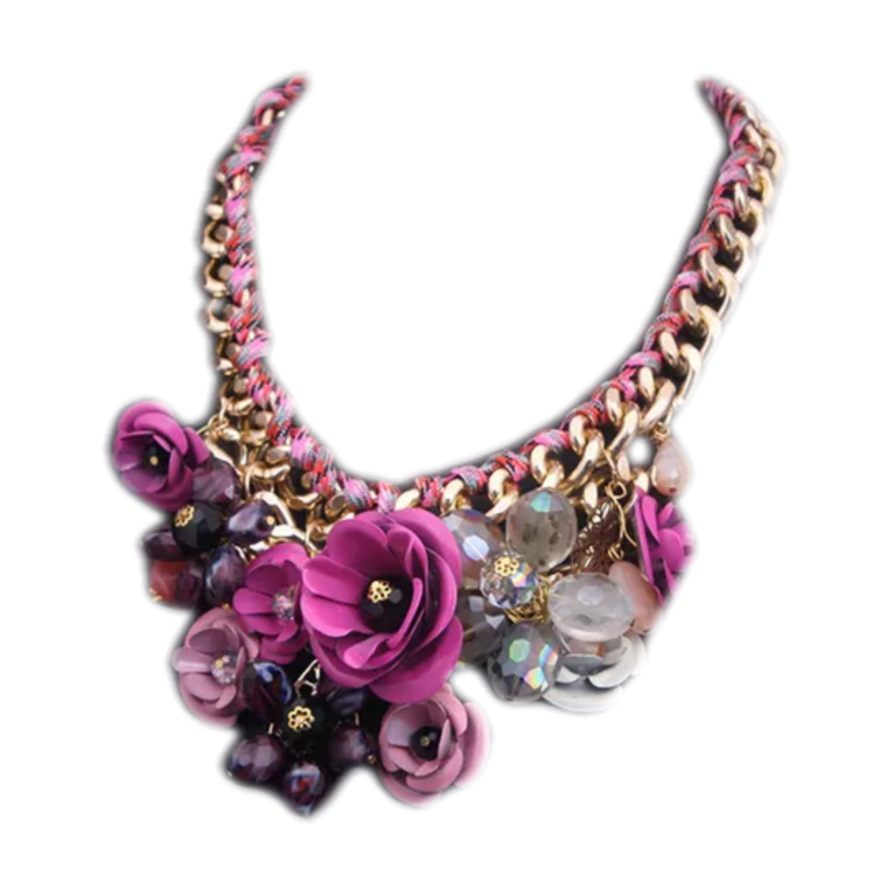 BOHEMIA HANDMADE FLOWER GEM NECKLACE