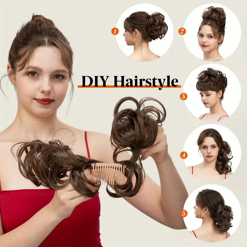 WAVY CLIP IN HAIR BUN
