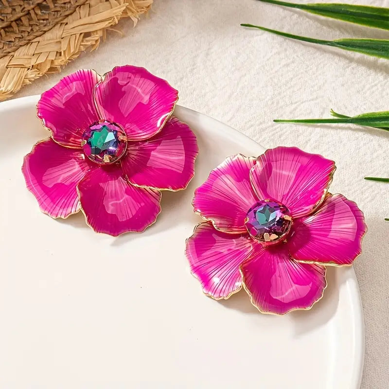 PINK ENAMEL EARRINGS