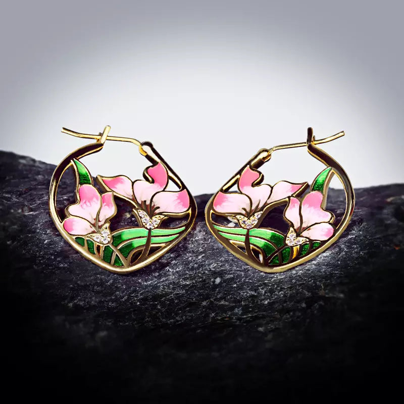 18K ENAMEL FLOWER SET