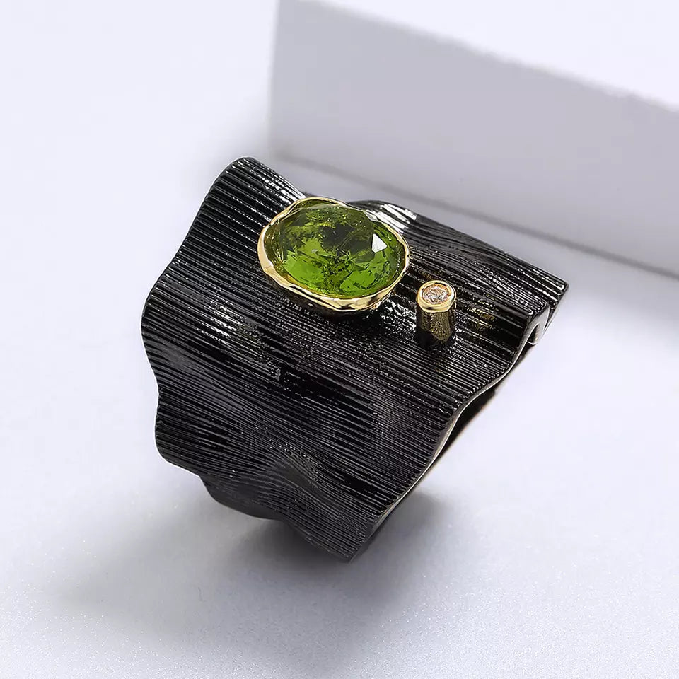 LATITUDINAL GREEN ZIRCON RING