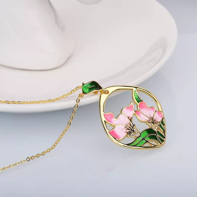 18K ENAMEL FLOWER SET