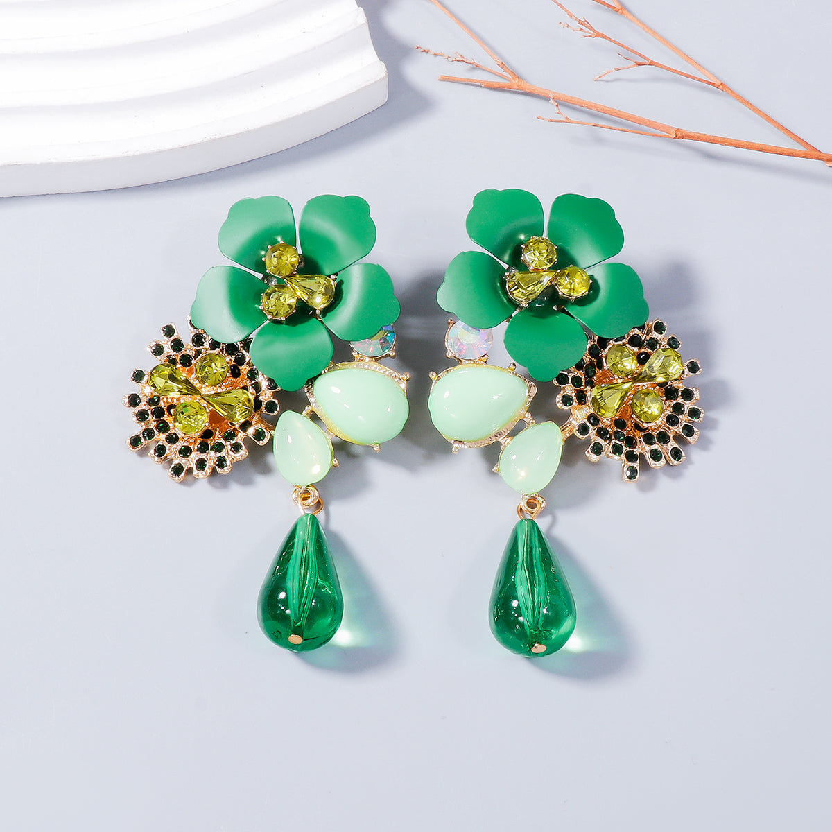 FLORAL WATER DROP EARRINGS