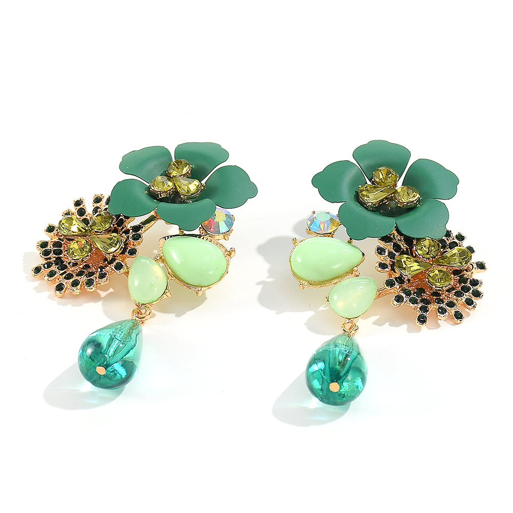 FLORAL WATER DROP EARRINGS
