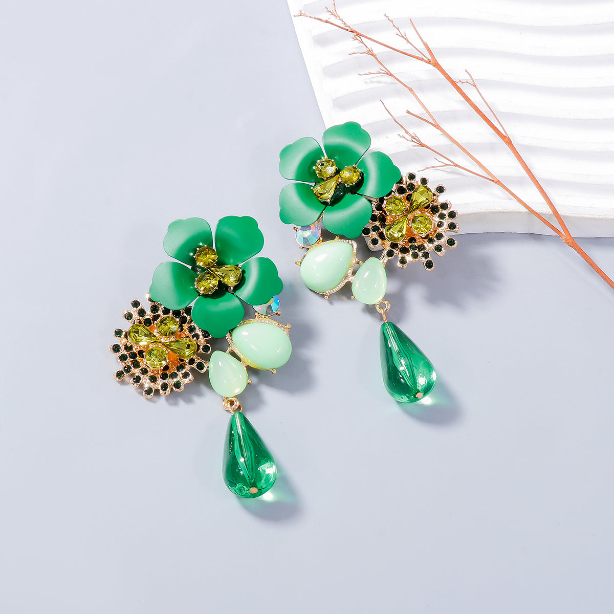 FLORAL WATER DROP EARRINGS