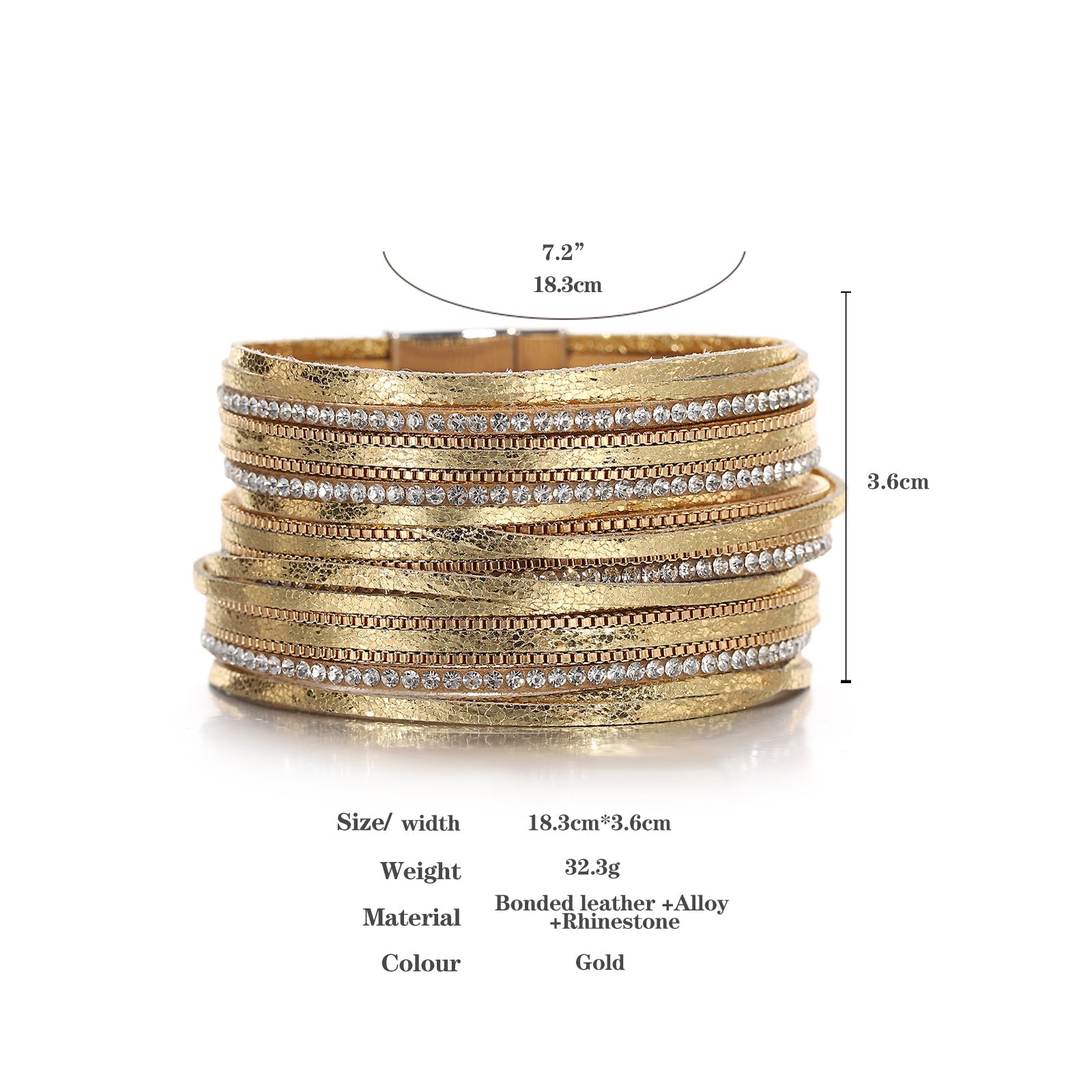 LUXURIOUS LEATHER RHINESTONE BRACELET
